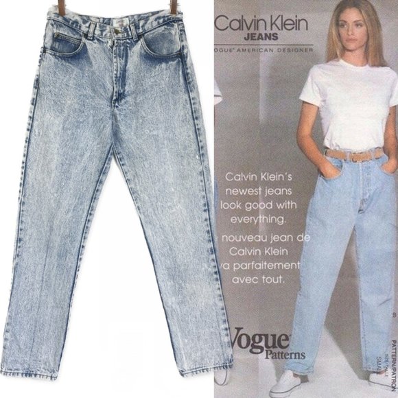 Calvin Klein Jeans Denim - VTG CALVIN KLIEN Sport Acid Wash Baggy Leg High Rise Mom Jeans